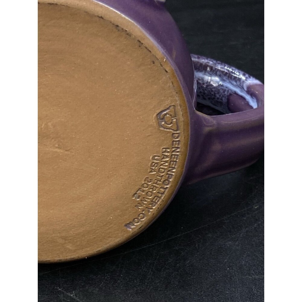 2012 Deneen Pottery Another Broken Egg Cafe Lilac Purple Mug Dallas Texas - Picture 5 of 12